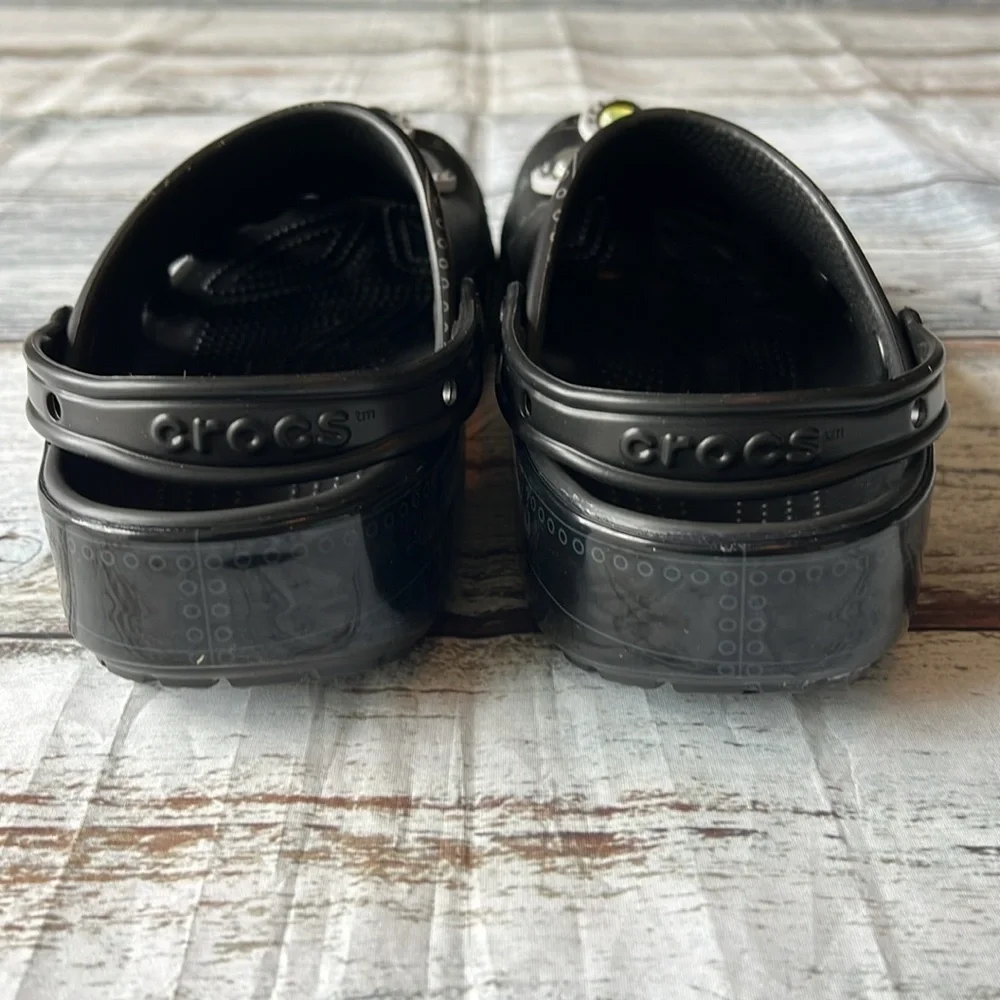 Men’s Croc’s Ron English Black/ Polished Black With Gibbets Men Size 11